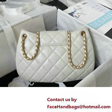 Chanel Lambskin & Gold-Tone Metal large Messenger Bag AS4610 white 2024